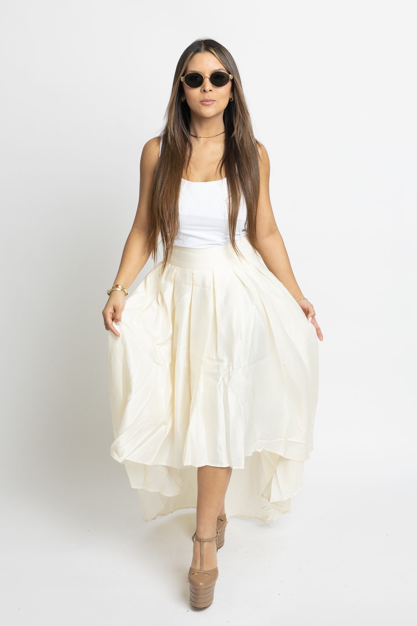 Satin skirt cream