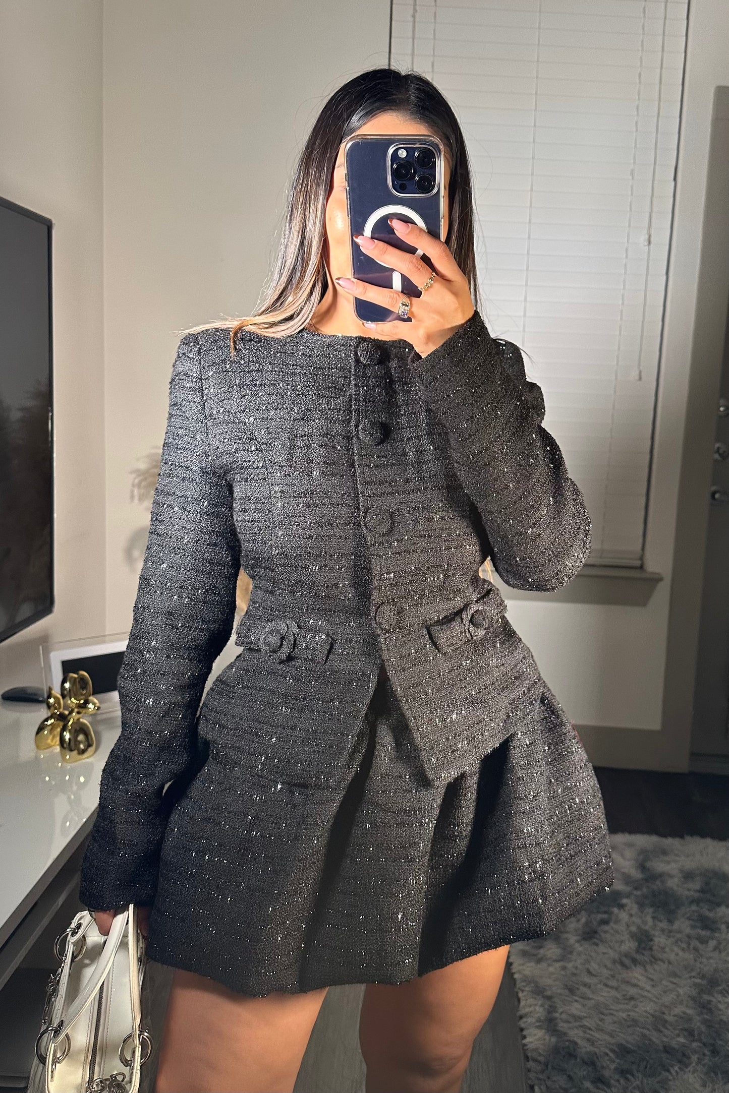 MAXI tweed black set