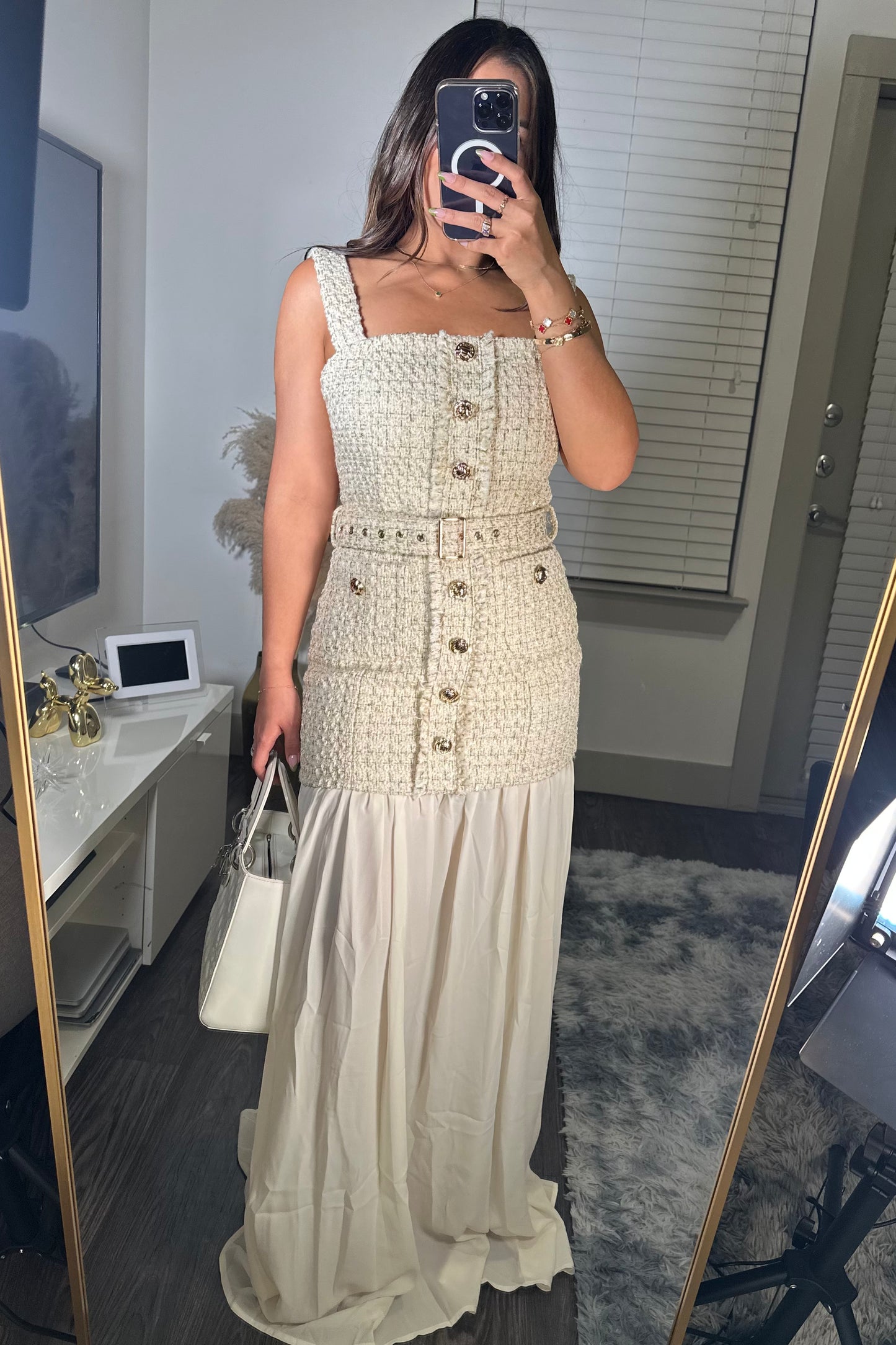 White gold maxi dress