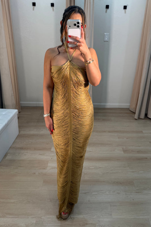 Bandge maxi dress gold