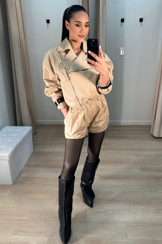 Oversized jacket and cotton short sand